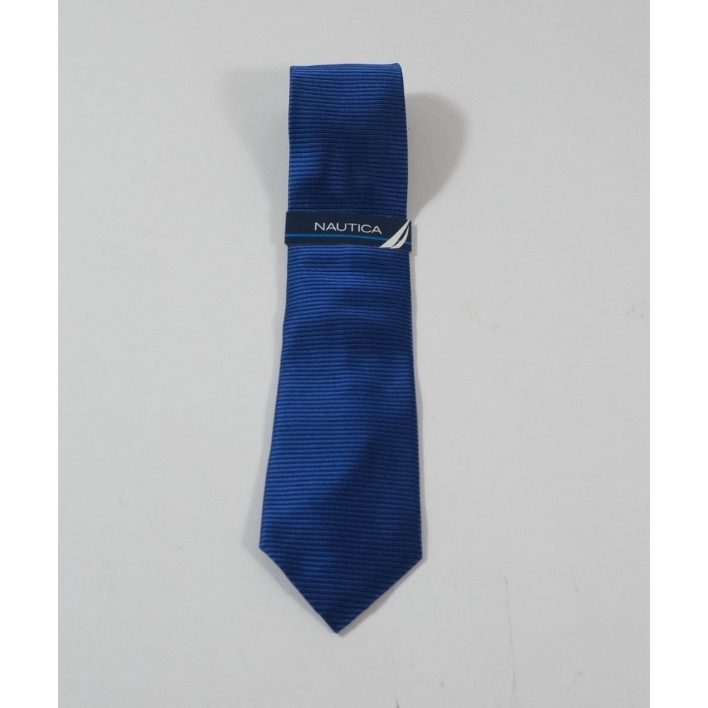 Nautica Necktie Mens OS Blue Ribbed Silk Classic Formal Business Accessory